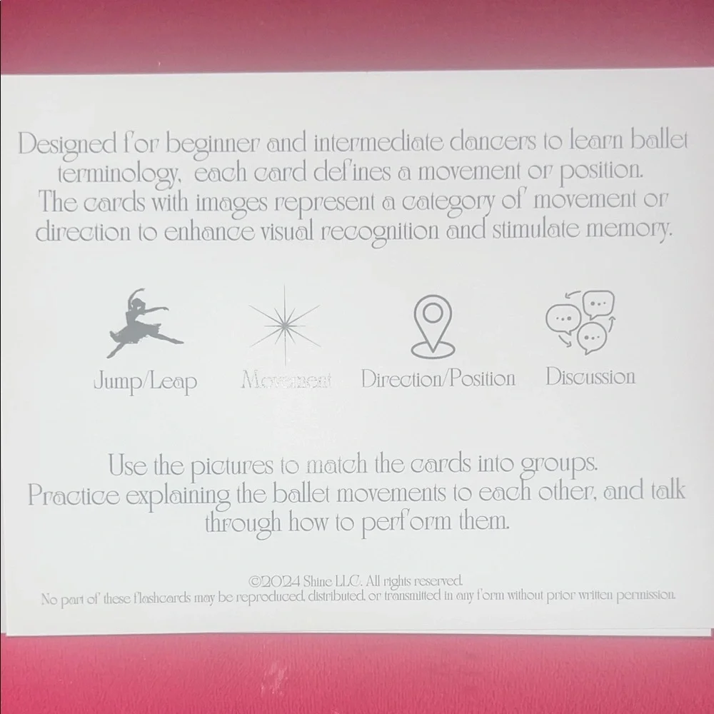 Dance - Ballet Flashcards for Terminology - kids gift- make learning fun!